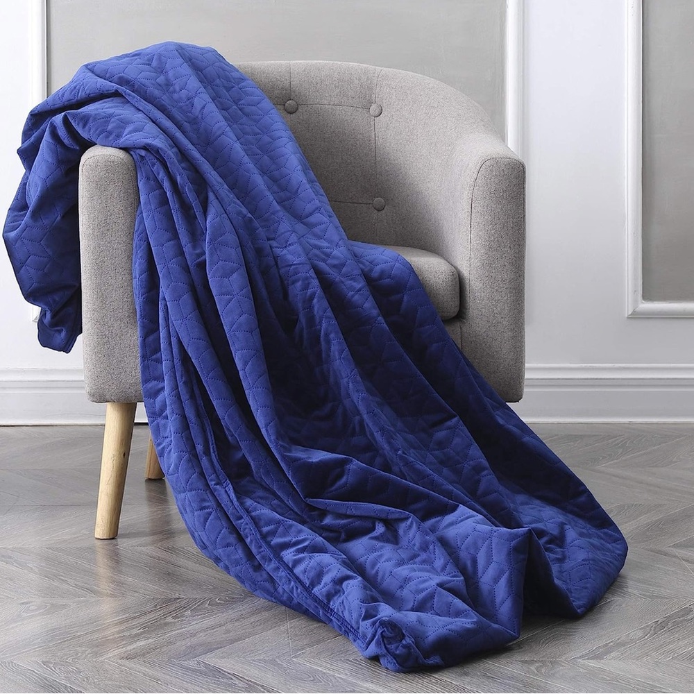 Blanquil Quilted Weighted Blanket with Removable Cover Cobalt Blue